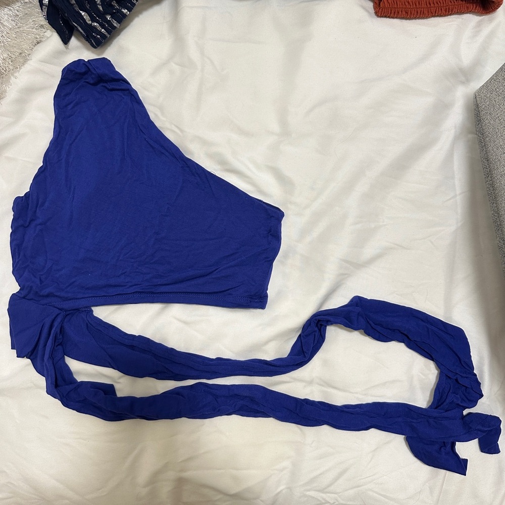 Mixology one shoulder wrap top